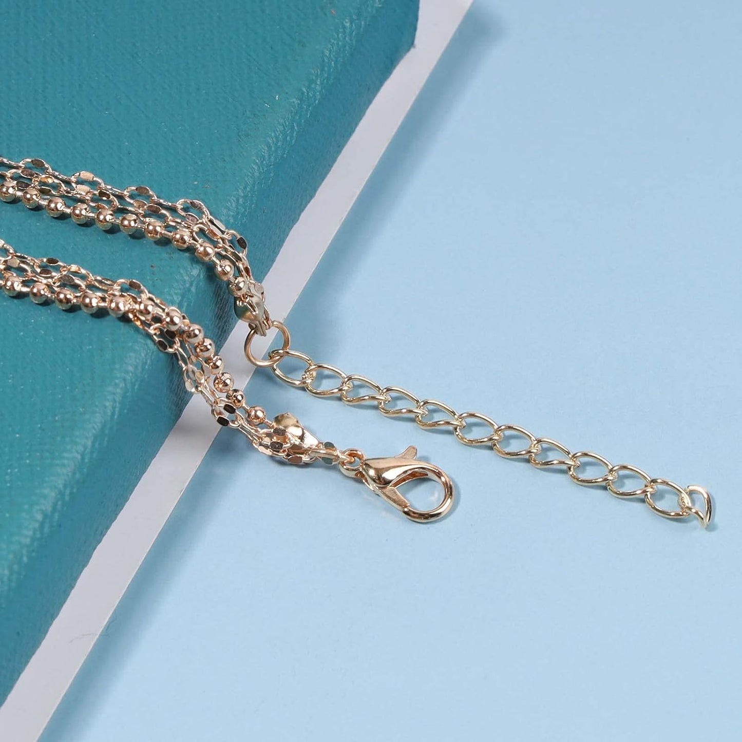 Boho Layered Necklace Choker Gold Lace Chain Necklace Shimmer Shinny Necklace Vintage Multilayer Beaded Necklace Jewelry for Women and Girls