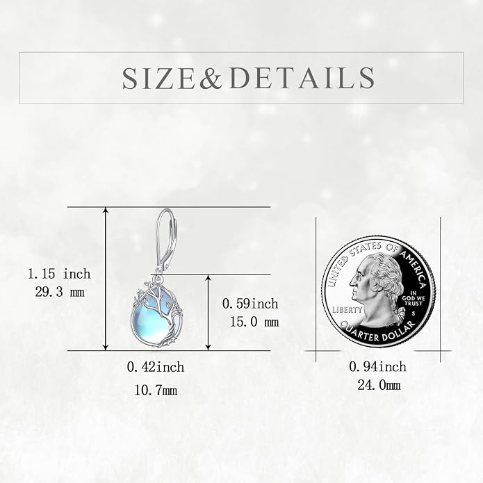 POPLYKE Tree of Life Teardrop Drop Dangle Earrings Sterling Silver Leverback Earrings Jewelry