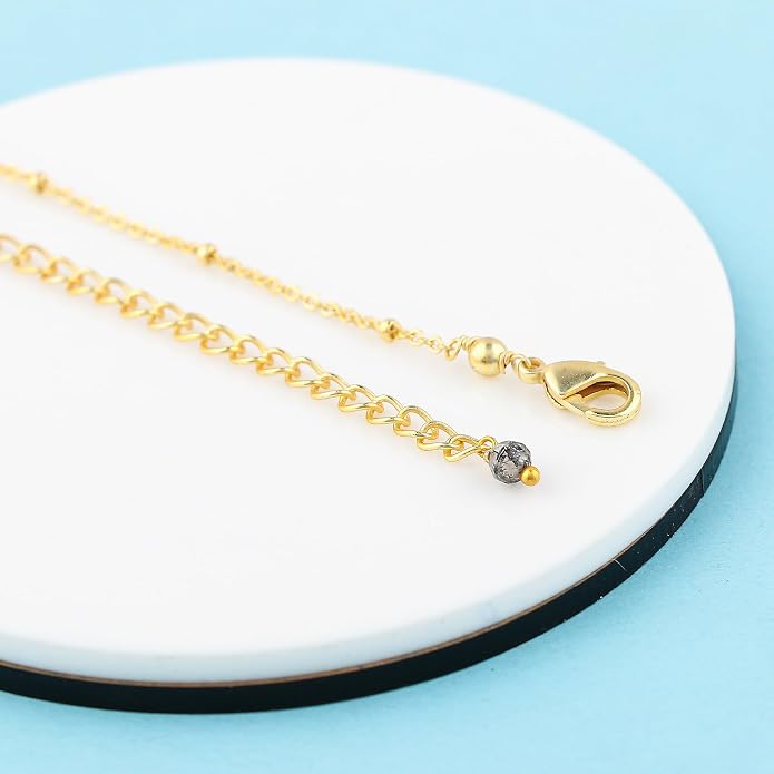 Satellite Chain Necklace 16+2 Inch Gold Plated – Dainty Layering Jewelry with Gemstone Beads – Minimalist Choker Necklace for Women – Delicate Gift for Her