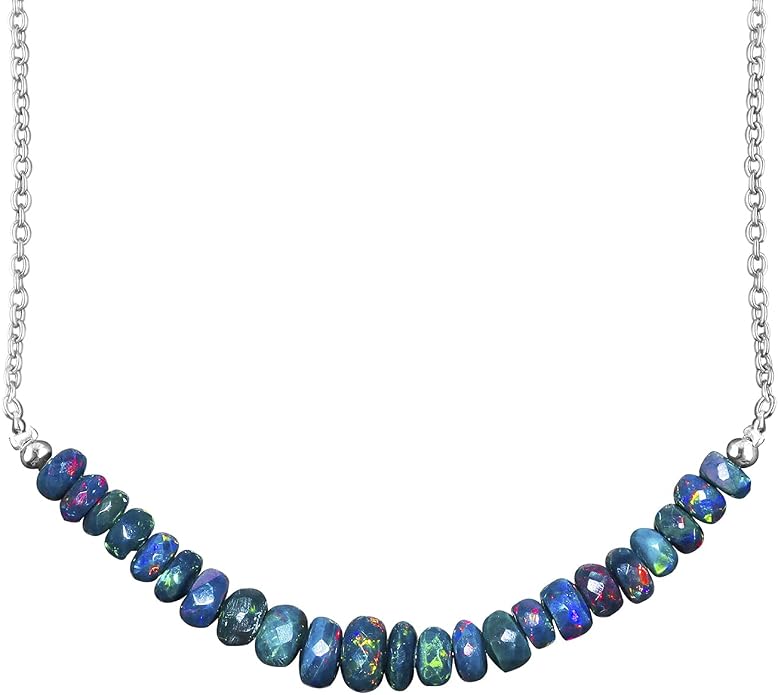 Natural Gemstone Pendant Necklace for Women Handmade Birthstone Healing Crystal Jewelry Chain 20" Stone Birthday Christmas Wedding Gifts for Her