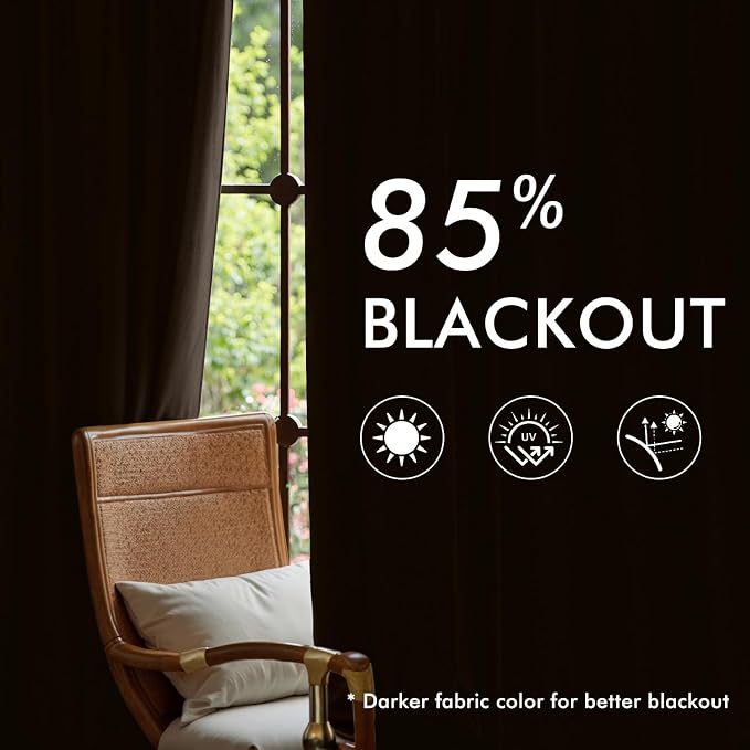 MIULEE Chocolate Brown Velvet Curtains 84 inches Long, Pinch Pleated Blackout Drapes with Hooks, Thermal Insulated Pinch Pleat Panels for Bedroom Living Room, 2 Panels