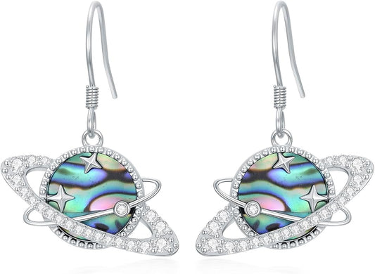 Midari Hummingbird/Butterfly/Lotus Earrings for Women 925 Sterling Silver Abalone Shell Animal Earrings Dangle for Women Abalon Moonstone Jewelry Gifts for Women Mom