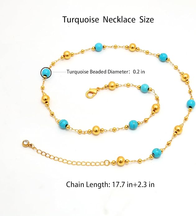 14K Gold Plated Paper Clip Chain Link Necklace Satellite Cross Key Starfish Turquoise Heart Necklace for Women
