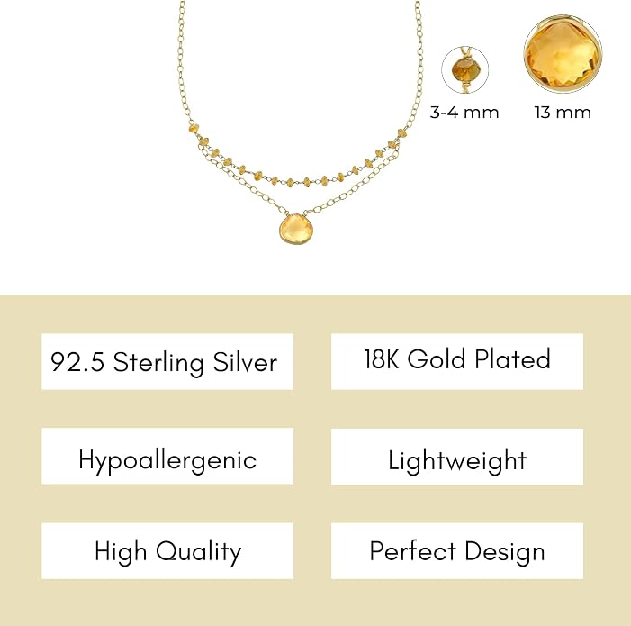 Layering Necklace for Women, Premium Layered Gold Healing Crytsal Necklaces - Tarnish Free 18K Gold Vermeil Certified S925 Classic Stack Necklace Gold Jewelry for Women - Mothers Day Gifts for Mom Wife