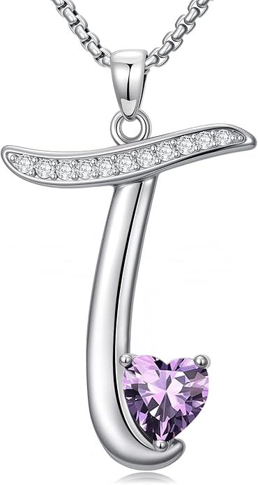 Birthday Gifts for Women Alphabet A to Z Initial Birthstone Pendant Necklaces for Women - 18k White Gold Plated Personalized Name Jewelry Anniversary Graduation Gifts for Wife Her Daughter Girlfriend(with Gift Box)