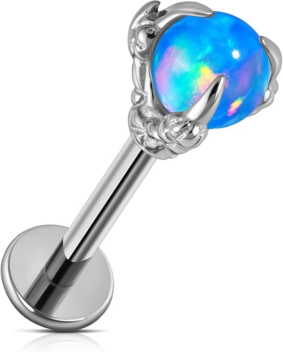 FINE4U 16G ASTM F136 Titanium Dragon Claw Piercing Jewelry Stud with 6mm 8mm post for Conch Helix Tragus Flat, Hypoallergenic Internally Threaded