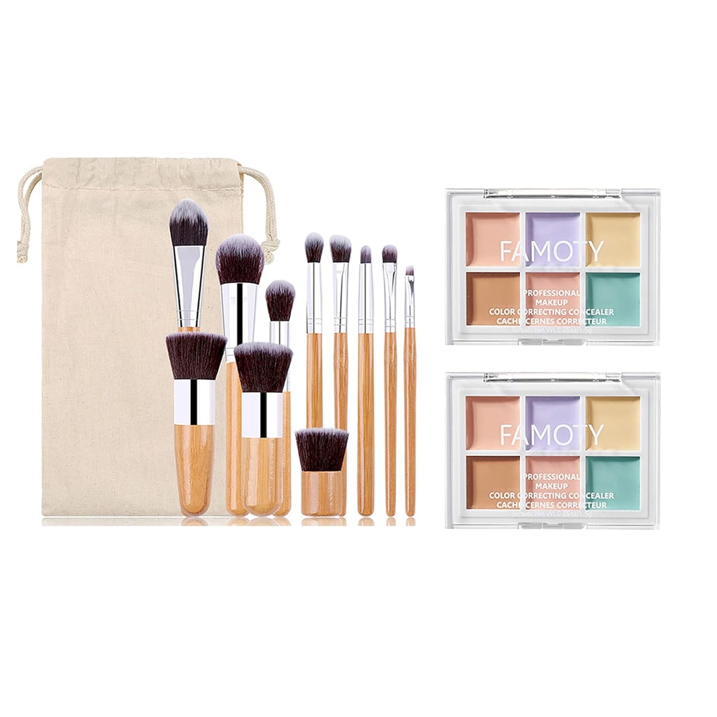 6 Colors Correcting Concealer Palette, with 11 Pcs Complete Function Makeup Brush Set, Contouring Foundation/Concealer Palette for Conceals Dark Circles, Redness, Acne, Blemish