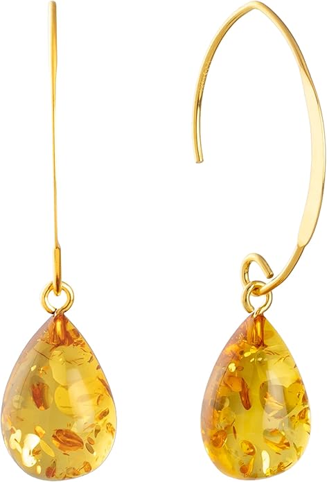 Pull-Through Earrings, Amber Jewelry, Faceted Sparkling Amber Earrings - Parent