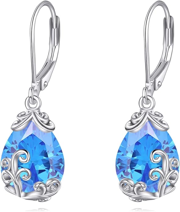 POPLYKE Celtic Filigree Teardrop Drop Dangle Earrings Sterling Silver Leverback Earrings Jewelry for Women