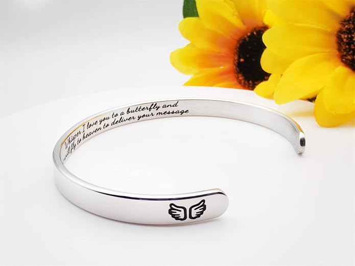 Dczosily Inspirational Bracelets for Women Stainless Steel Cuff Bracelet Engraved Jewelry Motivational Bangles Personalized Gifts for Best Friend/Mom