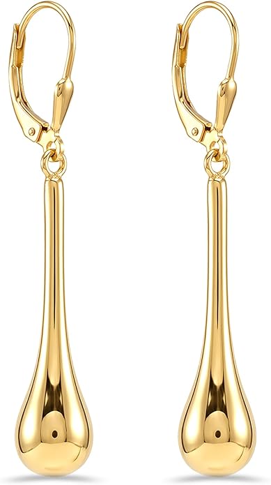 LeCalla 925 Sterling Silver Teardrop Dangle Earrings for Women | Lightweight Vertical Drop Dangle Earrings | Minimalist Dangling Earring Jewelry Gifts for Women