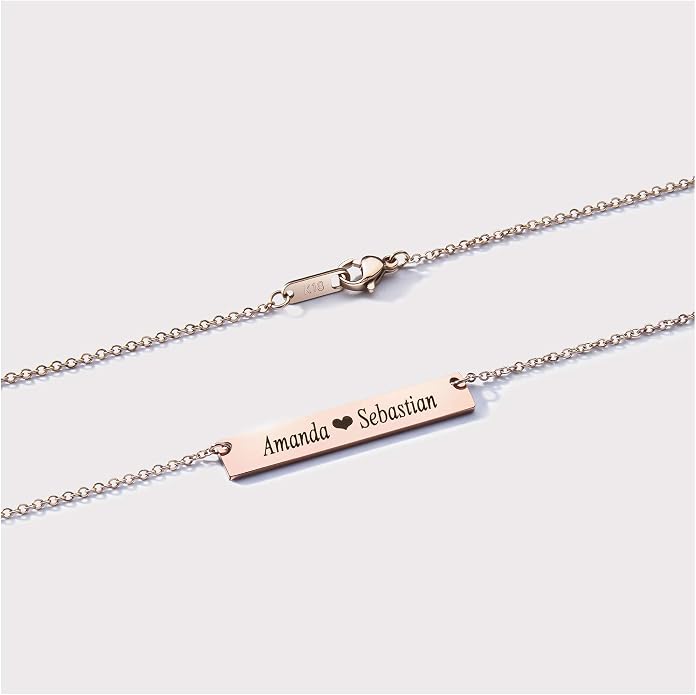 Personalized Necklace for Women, Custom Name Bar Pendant, Graduation Gift or Mothers Day Gift for Her, Gold Name Plate for Mom