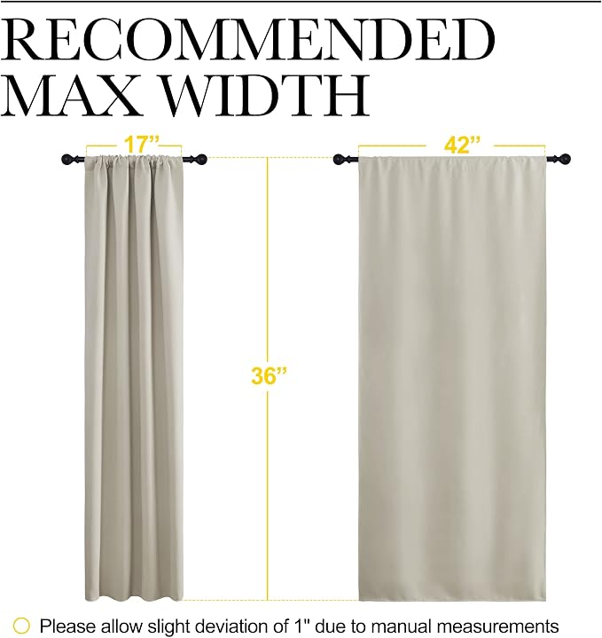 NICETOWN Blackout Curtains for Living Curtains, Room Darkening Window Curtain Panels, Easy-Care Solid Thermal Insulated Draperies/Drapes for Daughter Room (Natural, 2 Panels, 42 by 36)