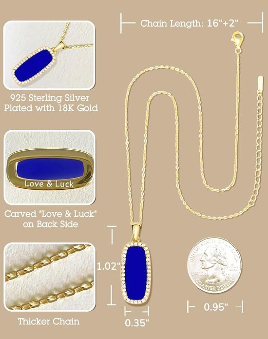 Natural Gemstone New Beginnings Birthday Graduation Gifts 925 Silver Jewelry Plated with 18K Gold Protection Necklace for Women