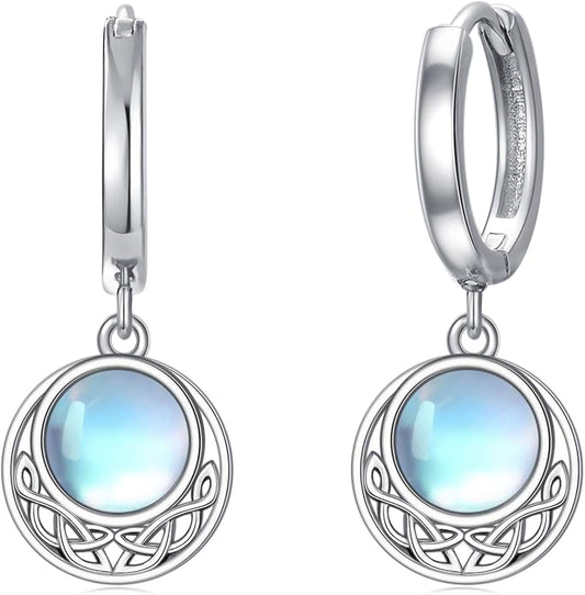 Dorunmo Moonstone Dangle Drop Earrings s925 Sterling Silver Leverback Earrings Filigree Moonstone Jewelry Birthday Gifts for Women