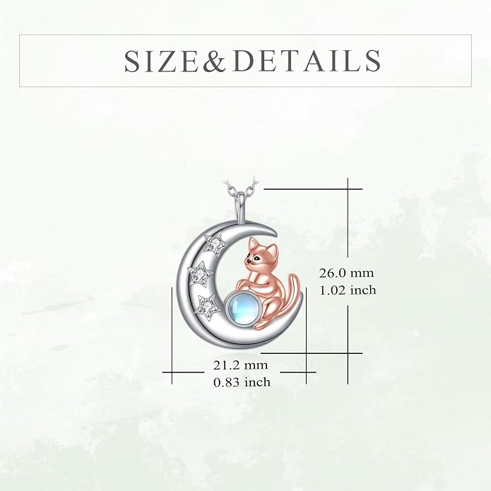 Cat Necklace Sterling Silver Cat Zircon Pendant Gothic Jewelry for Women Animal Lovers Gifts