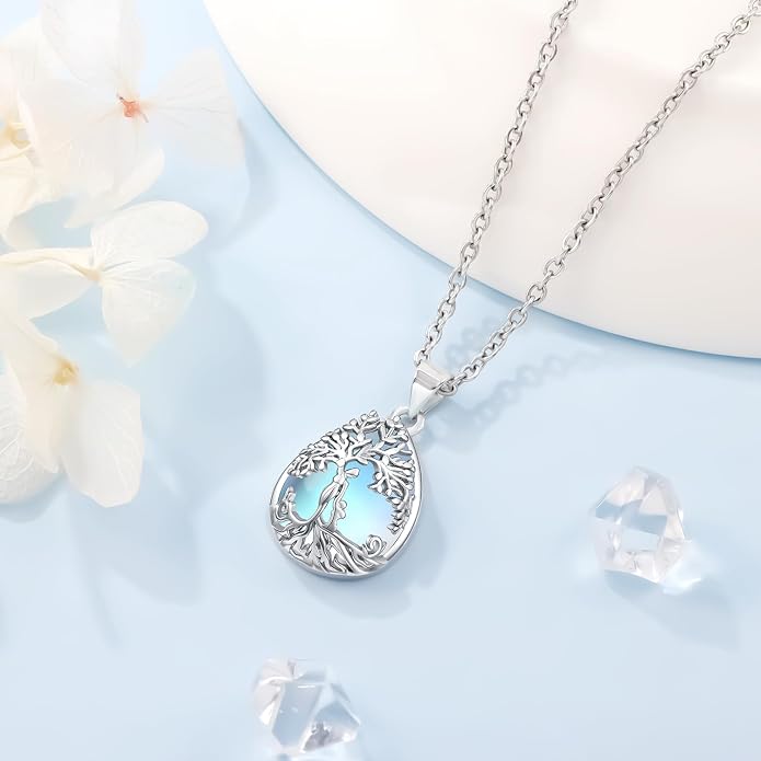 Tree of Life Necklace Family Teardrop/Heart Pendant Mother Jewelry Gifts for Women Grandma Wife Mom