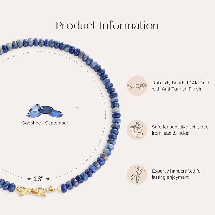 NLIEO Rainbow Colorful Gemstone Beaded Choker Necklace for Women 14K Gold Bow Birthstone Beads Chokers 18inches