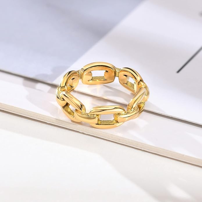 VNOX 18K Gold Plated/Silver Stainless Steel Cuff Link Ring for Women