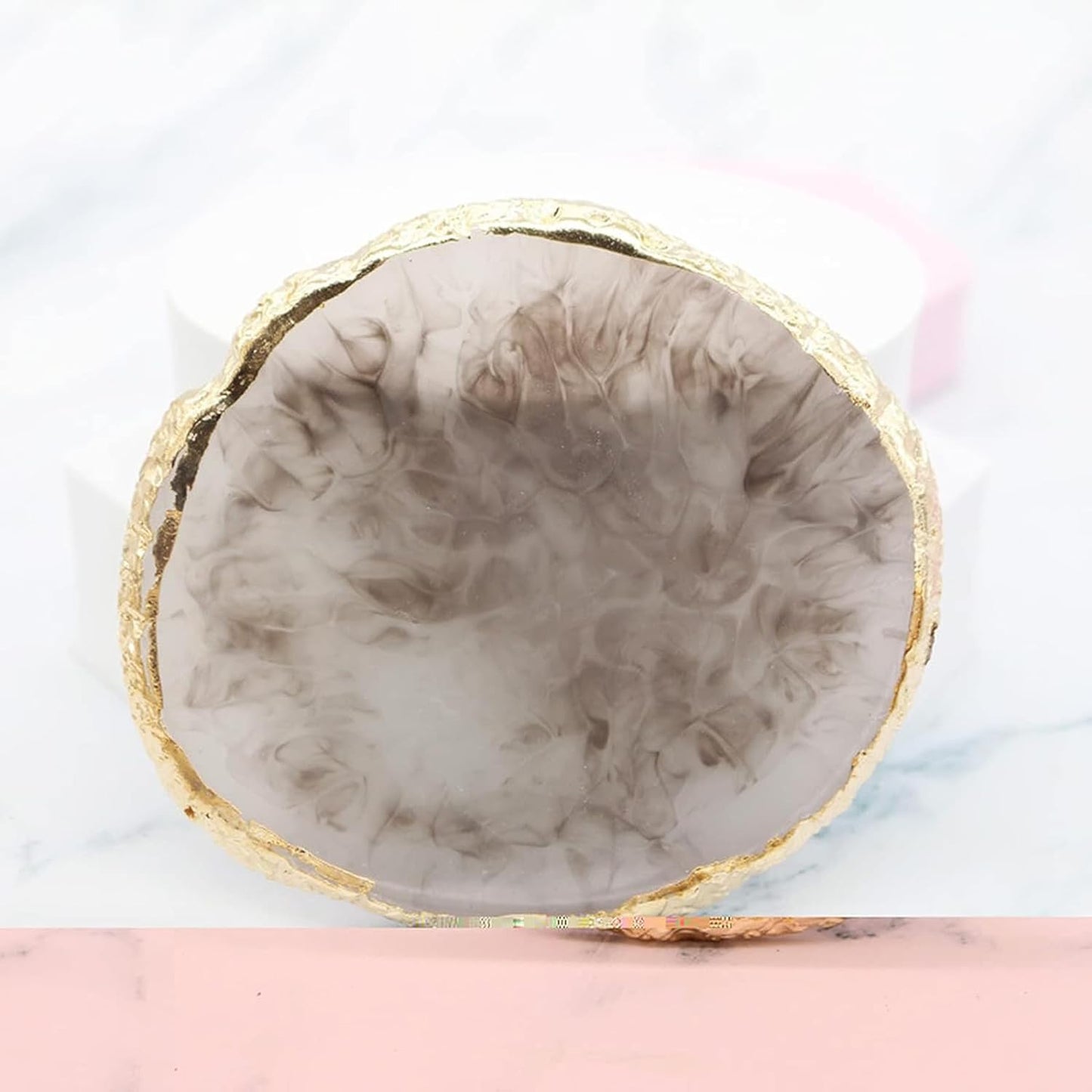 2 Pcs Resin Nail Palette Nail Polish Palette Nail Art Palette with Stainless Stirring Rod (Gray and Green)