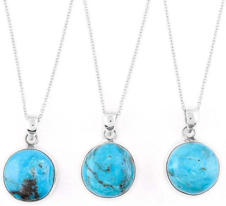 Natural Gemstone Pendant Necklace for Women Handmade Birthstone Healing Crystal Jewelry Chain 20" Stone Birthday Christmas Wedding Gifts for Her