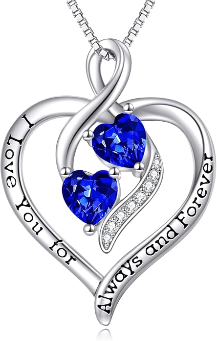 Hancock Forever Love Heart Birthstone Necklaces for Women 925 Sterling Silver Women Pendant Necklace, Mother’s Day Birthday Anniversary Jewelry Gift for Woman Mother Mom Wife Her