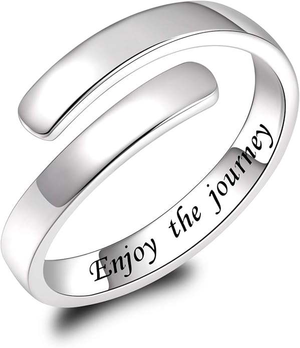 BEILIN 925 Sterling Silver Inspirational Jewelry Rings Adjustable Ring Personality Encouragement Gift for Teens Women