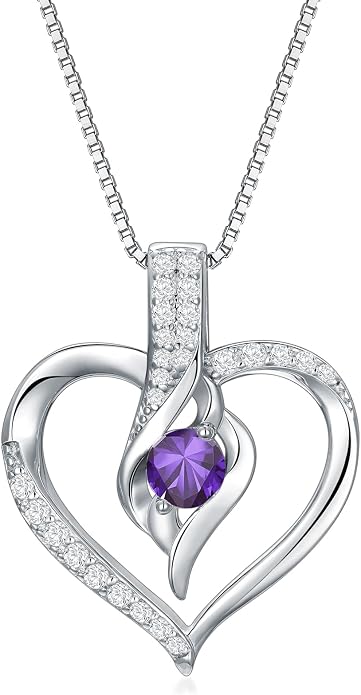 Birthstone Necklace Gifts for Women, 18K Gold-plated Sterling Silver Love Heart Necklace Durable Box Chain Women Jewelry Gifts for Her 20"