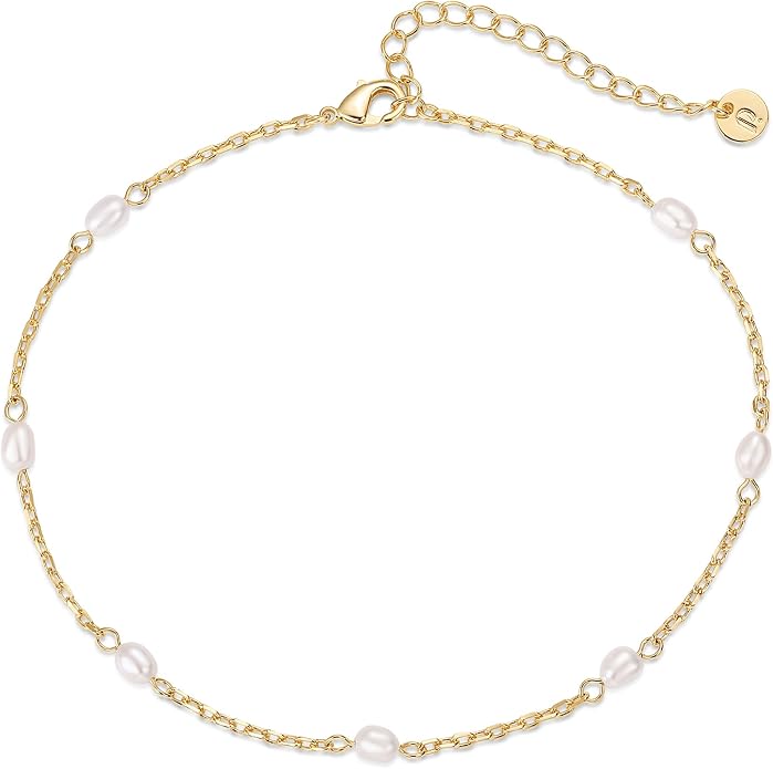 PAVOI 14K Gold Plated Anklet for Women - Trendy Link Chain Ankle Bracelet Summer Jewelry - Boho Dainty Anklets with Cubic Zirconia, Beaded, Evil Eye, Star, Station, Pearls Adjustable Gold Jewelry