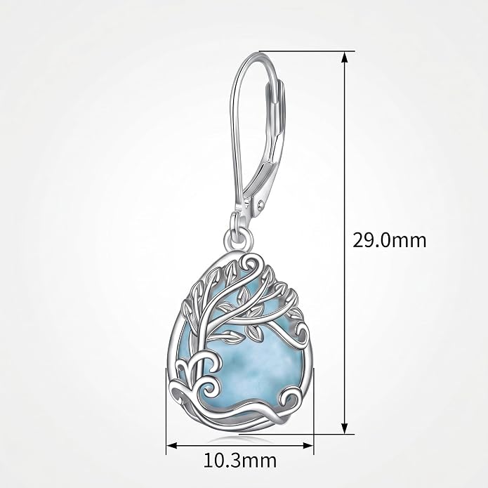 Teardrop Tree of Life/Filigree Earrings for Women Dangle Leverback Earrings Jewelry Gift Anniversary For Her