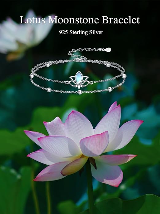 Dragonfly/Evil Eye/Hamsa Evil Eye/Lotus/Mushroom Anklet Bracelets for Women Sterling Silver Adjustable Double Layered Bracelet Anklet Mother's Day Jewelry Gifts Beach Jewelry