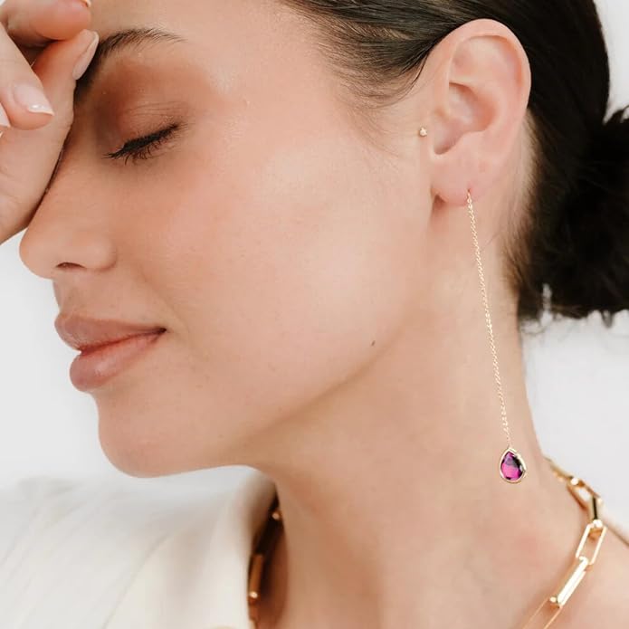 Ettika 18k Gold Plated, Silver Plated, Rhodium Plated Pull Through Threader Earrings. Threaders Minimalist Earring. Womens Jewelry Gifts