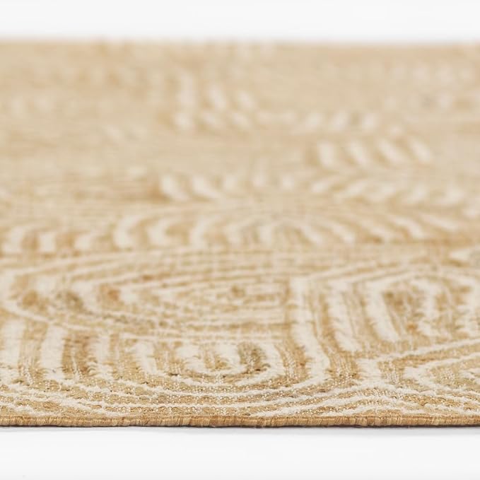 Tempaper Swell Natural and Cream Handwoven Jute and Wool Area Rug, 8' x 10'