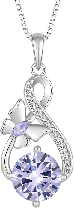 Butterfly Necklaces for Women 925 Sterling Silver Infinity Pendant Necklace Birthstone Jewelry Gifts for Her