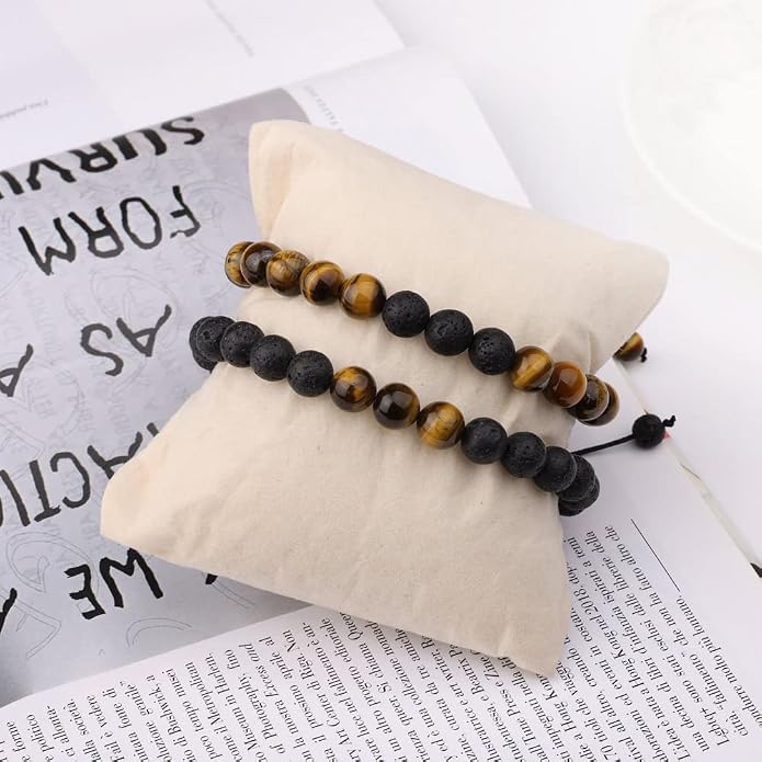 LONDON Mens Bracelet Leather Black Multi-Layer Stone Beads Adjustable Steel Clasp Viking Rope Bands Surfer Man Wristband Male UK Jewellery Gift box Boyfriend Dad Son Brother Tiger Eye