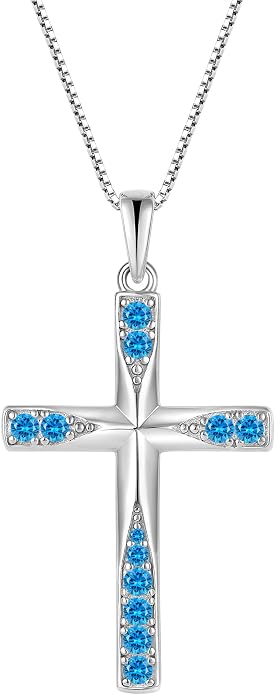 Cross Necklace for Women Birthstone Necklace for Women 925 Sterling Silver