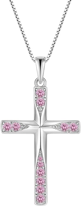 Cross Necklace for Women Birthstone Necklace for Women 925 Sterling Silver