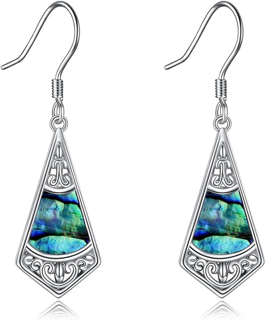 POPLYKE 925 Sterling Silver Tree of Life Dangle Earrings for Women Fashion Abalone Shell Jewelry Gifts for Mom Sister Friend Birthday