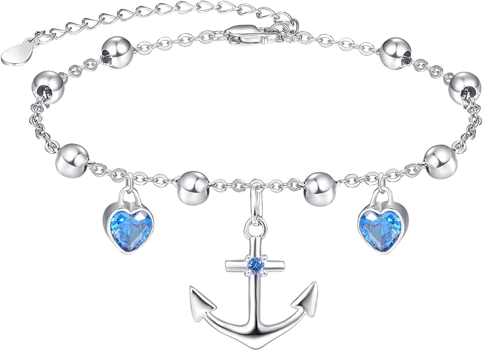 Palpitate Anchor Anklet Bracelets for Women Anklet Nautical 925 Sterling Silver Anchor Jewelry Gifts for Women Sailor Adjustable Chain
