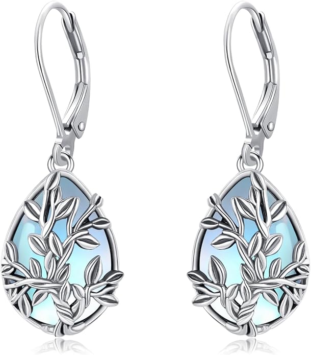 Flower Earrings 925 Sterling Silver Flower Teardrop Leverback Dangle Earrings Jewelry Gifts for Women Girls