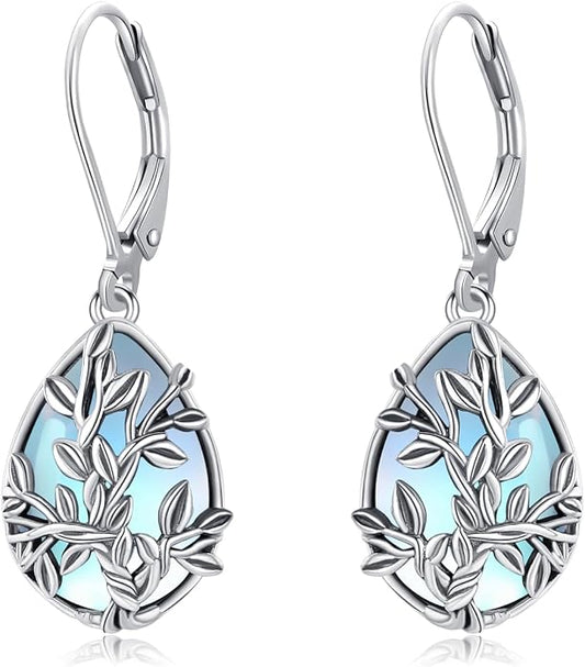 Flower Earrings 925 Sterling Silver Flower Teardrop Leverback Dangle Earrings Jewelry Gifts for Women Girls