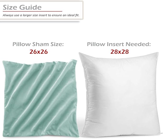 Nestl Throw Euro Pillow Covers, Cozy Velvet Decorative Pillow Covers 26 x 26 Inches, Soft Solid Couch Pillow Case for Sofa, Bed and Car, Set of 4 - Aqua Light Blue