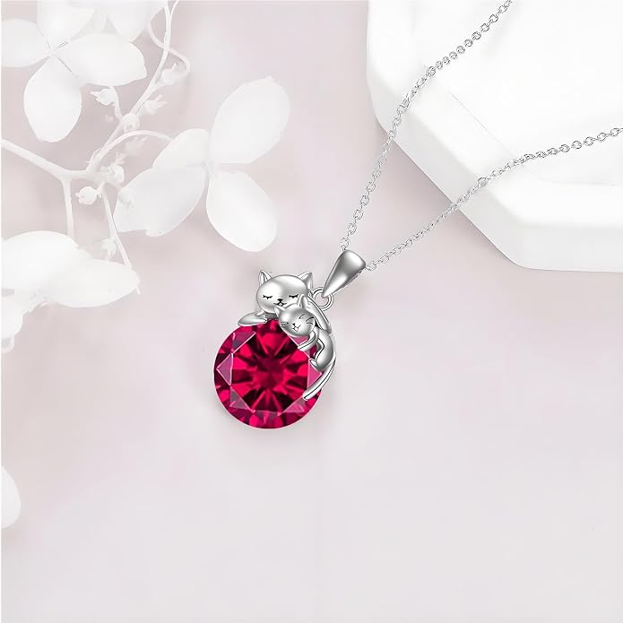 Cat Necklace Sterling Silver Cat Zircon Pendant Gothic Jewelry for Women Animal Lovers Gifts
