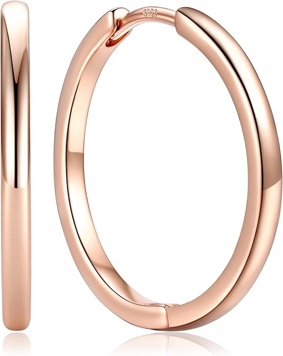 PROSTEEL Hoop Earrings for Women, Huggie Hoop with 925 Sterling Silver Post, 8/10/12/14/16/18/20mm Small Huggie Hoops, 14K Gold Plated/Silver/Black/Rose Gold Hypoallergenic Earrings Jewelry