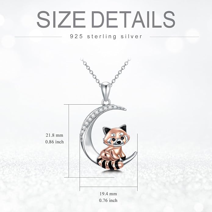 PROESS Animal Birthstone Necklace 925 Sterling Silver Otter/Axolotl/Hippo/Elephant/Dachshund/Monkey/Red Panda Pendant Necklace Animal Birthstone Jewelry Gifts for Women