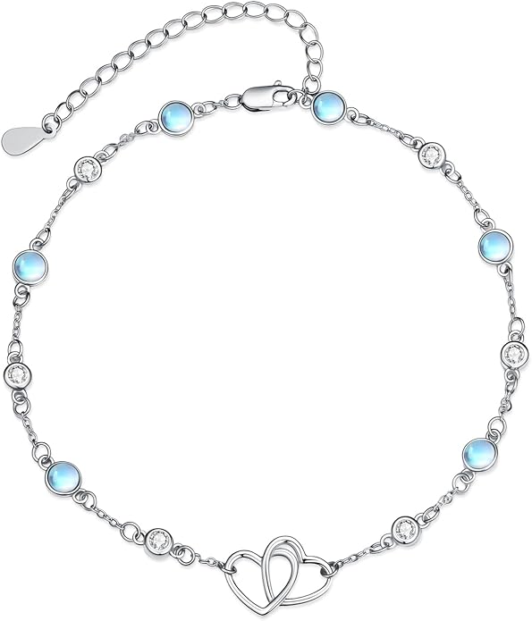 Anklet for Women 925 Sterling Silver Double Infinity Ankle Bracelet Waterproof Summer Jewelry Anniversary Birthday Gifts for Her