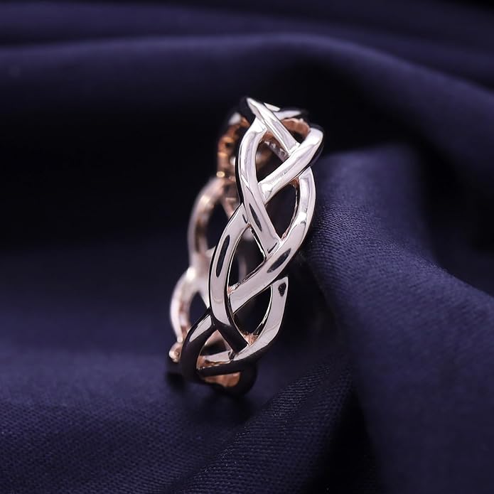 AFFY Celtic Knot Eternity Wedding Band Ring for Women, 14K Gold Plated 925 Sterling Silver, Engagement Promise Ring, Unique Celtic Jewelry Gift