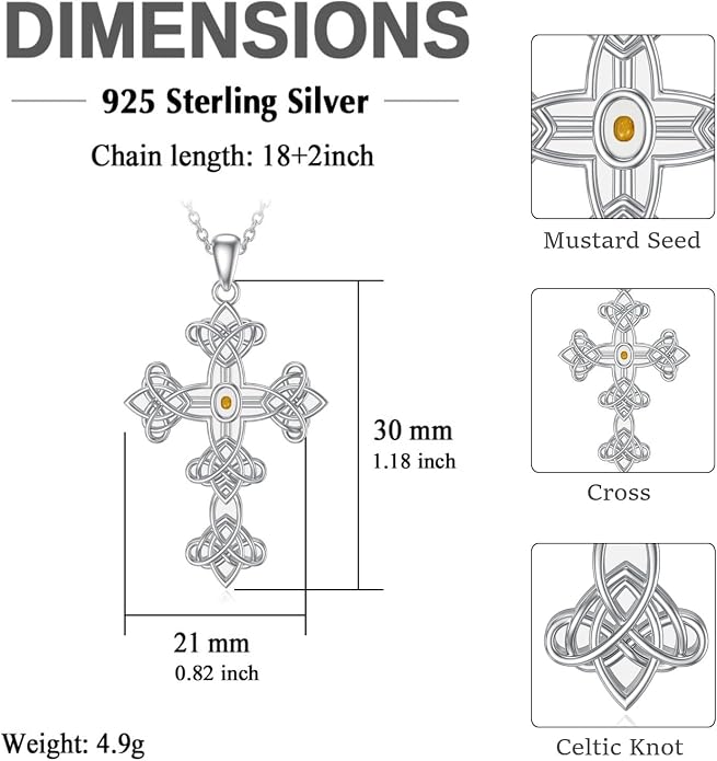 SIMONLY Protection Necklace Sterling Silver Jesus/Virgin Mary/Guadalupe Cross Necklace Mustard Seed Evil Eye Pentagram Amulet Jewelry Christmas Birthday Gifts for Women Men