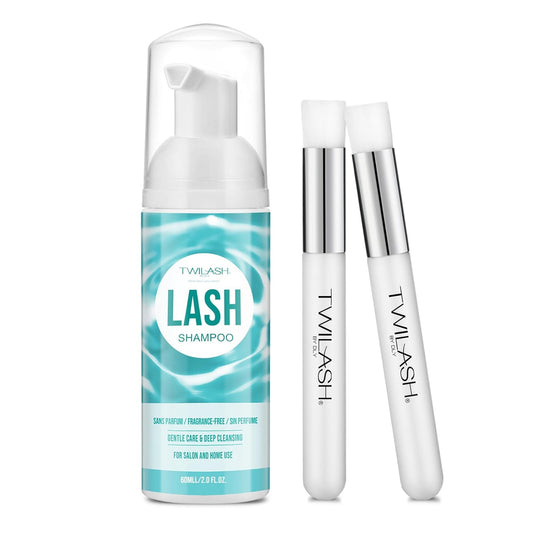 Lash Shampoo for Lash Extensions 2 Fl Oz / 60ml - Includes 2 Lash Shampoo Brushes for Cleansing - Eyelash Extension Cleanser for Professional Salon and Home Use (Unscented-60ml)