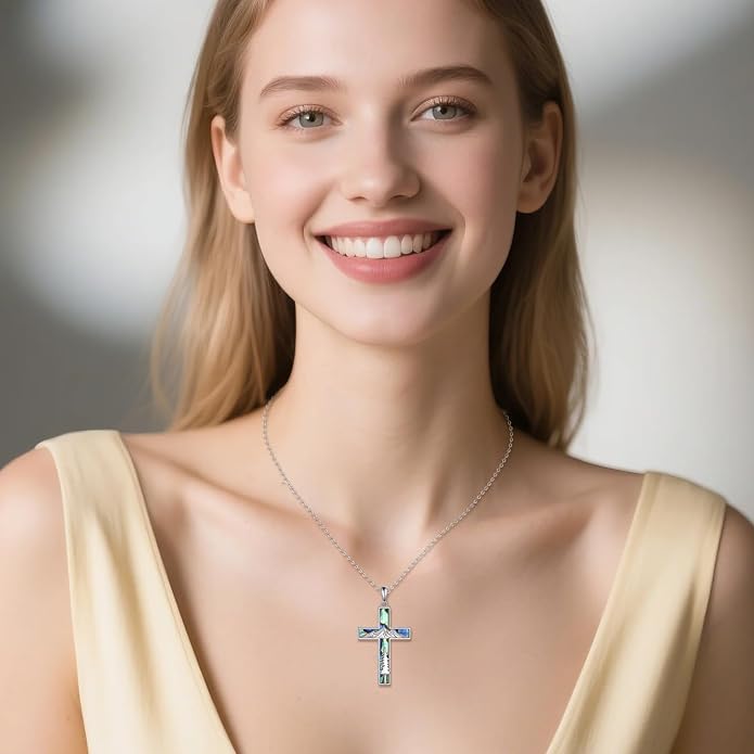 Cross Necklace 925 Sterling Silver Cross Faith Pendant Christian Jewelry Gifts for Women Men